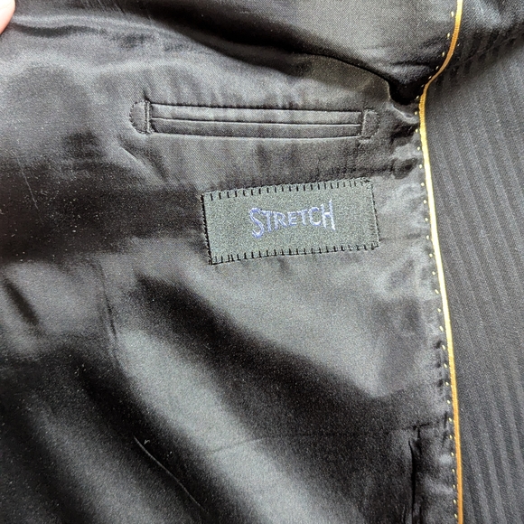 Lanfranco Classic Black Men's Pinstripe Suit Jacket Formal Refined Sleek - Picture 12 of 15